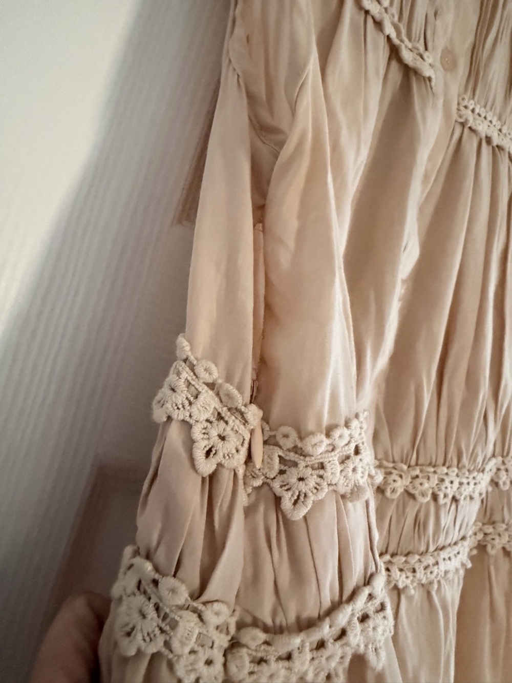 Moon River Crochet-Trim Sleeveless Top - Cream - Picture 3 of 4